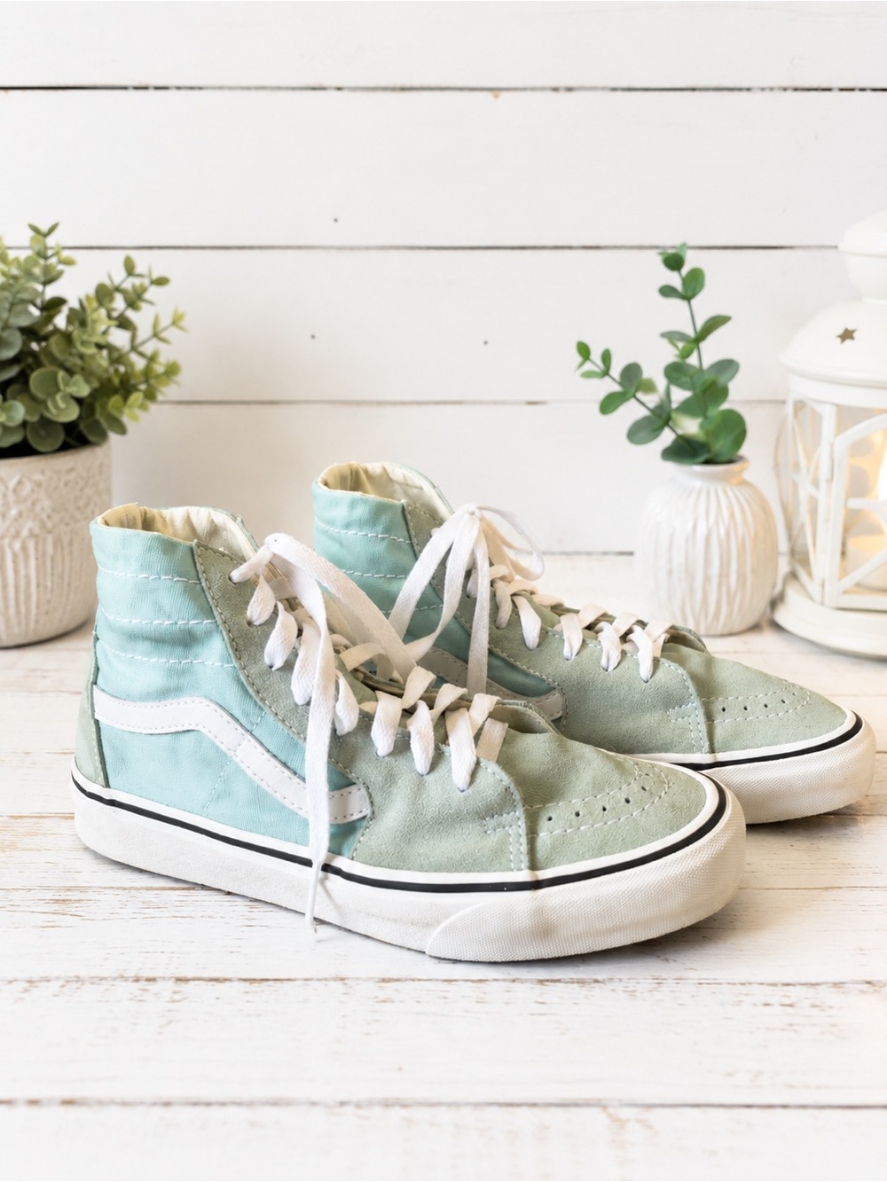 Vans Sk8-Hi Mint Green High Top Sneakers Suede Canvas Women’s 8 Men’s 6.5